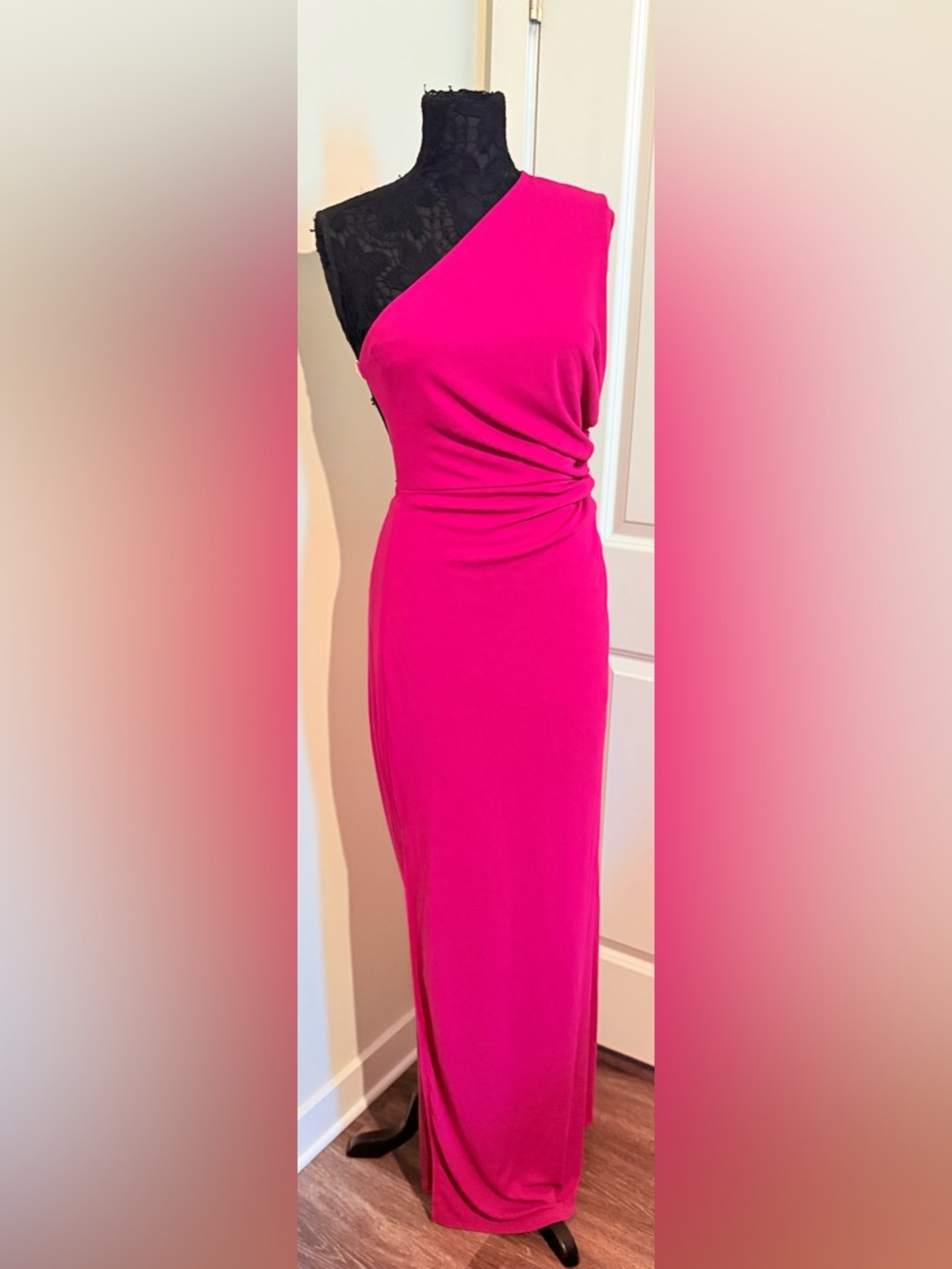 Fashion Nova Pink Felicia One-Shoulder Backless Maxi Dress Size L New With Tags